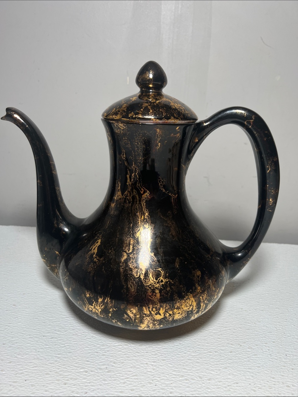 Vtg 1950's Collectors Sascha Brastoff Black Gold Surf Ballet Ceramic Coffee Pot